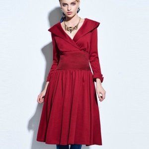 Red Retro Vintage Style Collar Dress